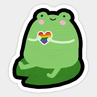 Cute Frog with Rainbow Heart | LGBTQ+ Gay Pride Sticker